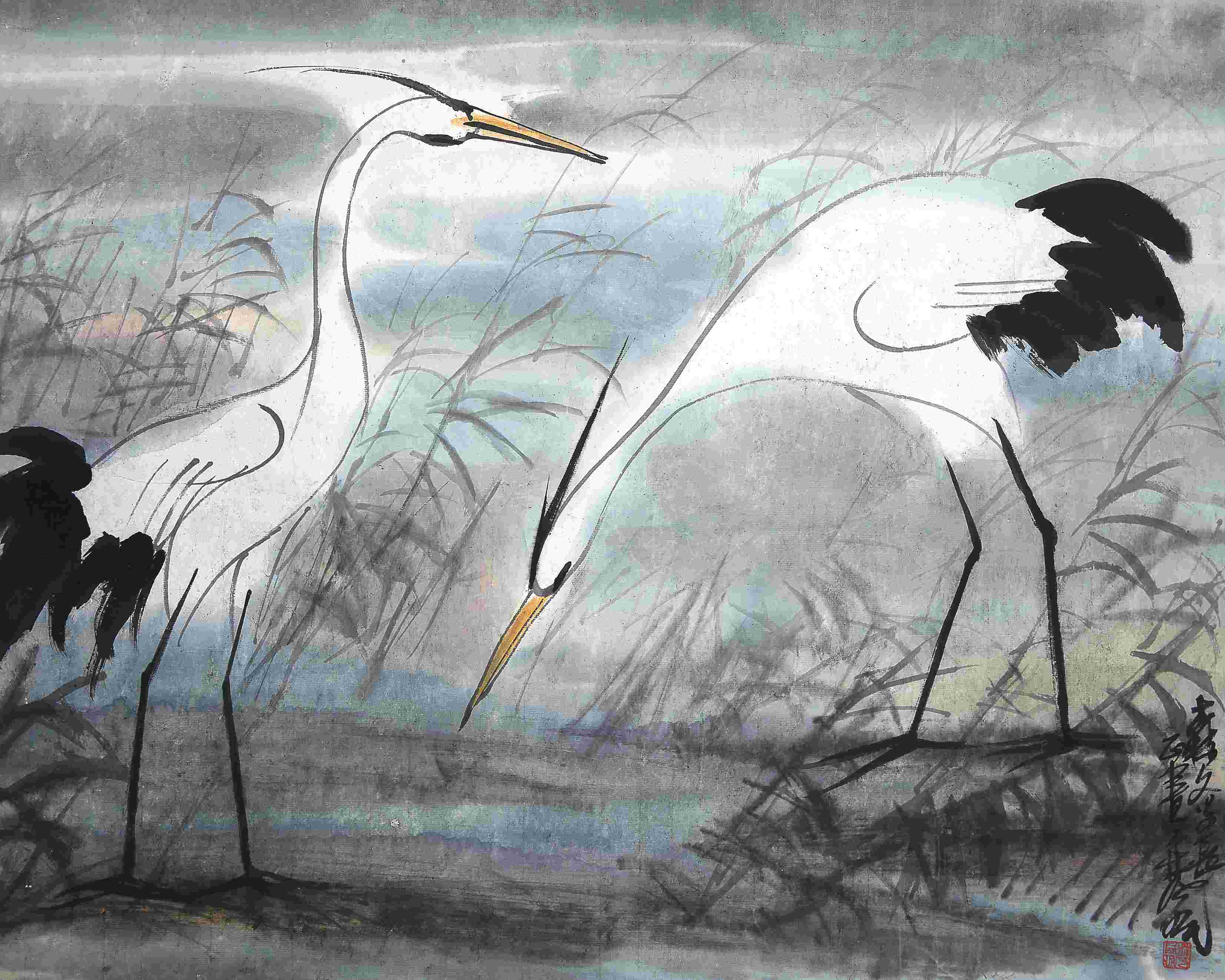 林风眠（1900-1991） 芦塘双鹭