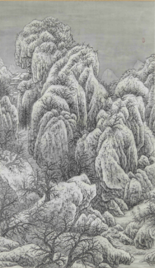 周锡珽  仿范宽雪山萧寺图