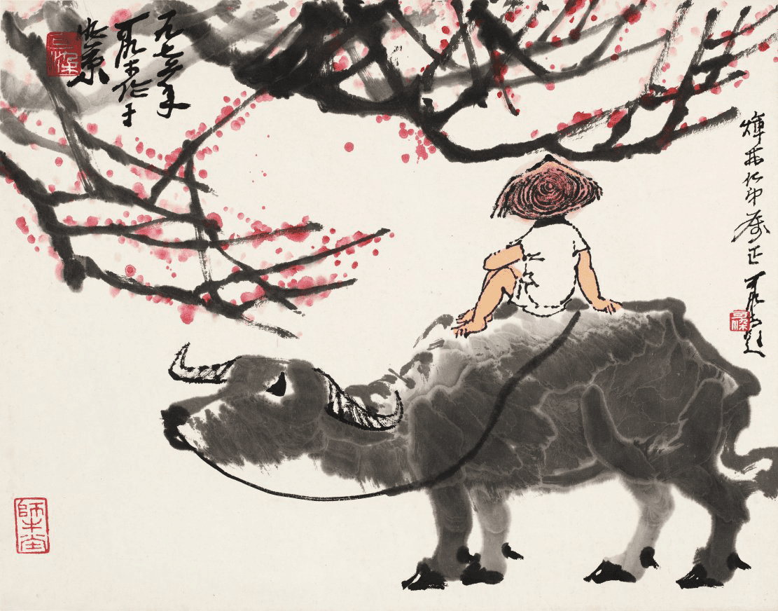 李可染 ( 1907—1989 ) 牧童赏梅图